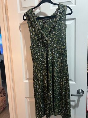 INC International Concepts Green Leopard Print Sleeveless Dress